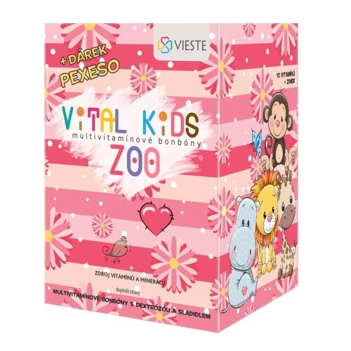 Vieste Vital Kids ZOO Multivitamínové bonbony 12x12+pexeso