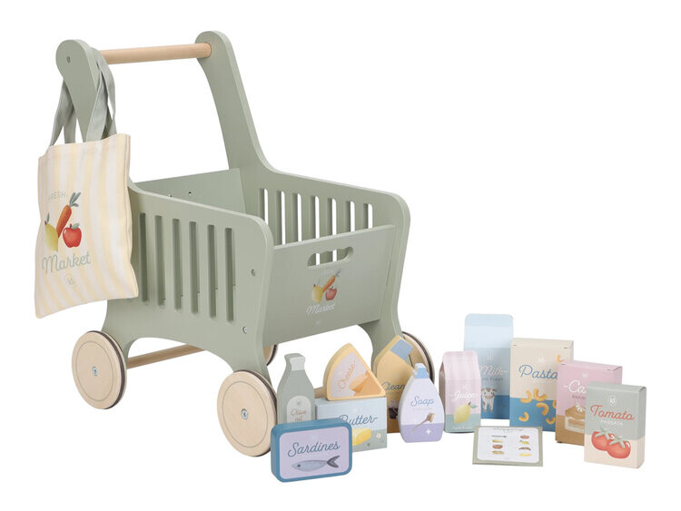 LITTLE DUTCH Vozík nákupní s doplňky dřevěný