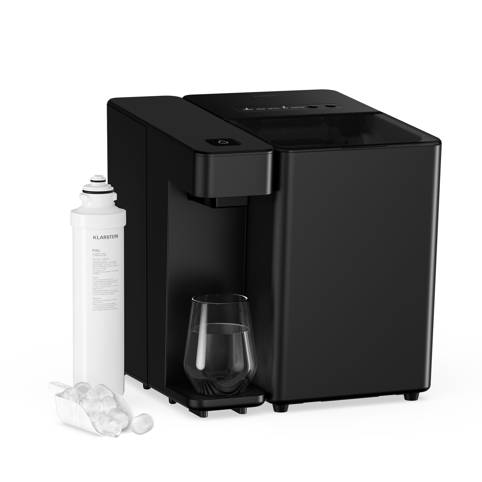 Klarstein Velaire dávkovač vody a ledu | 3600 l | PAC filtr | 160 W | Dotykový ovládací panel