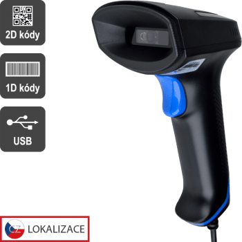 CCD 2D čtečka Virtuos HT-851A, USB (klávesnice/RS-232 emulace), bez stojánku, černá