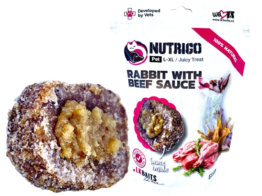 LK Baits Pet Pamlsek Nutrigo Dog Králík s hovězí omáčkou - L-XL 200g
