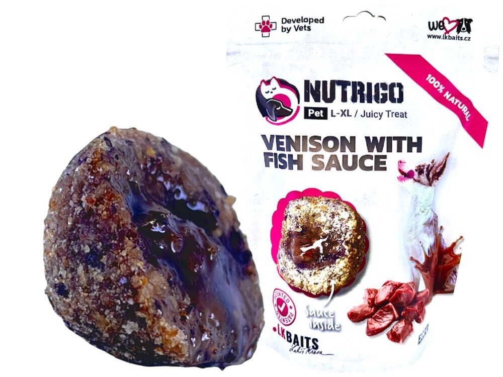 LK Baits Pet Pamlsek Nutrigo Dog Zvěřina s rybí omáčkou - L-XL 200g
