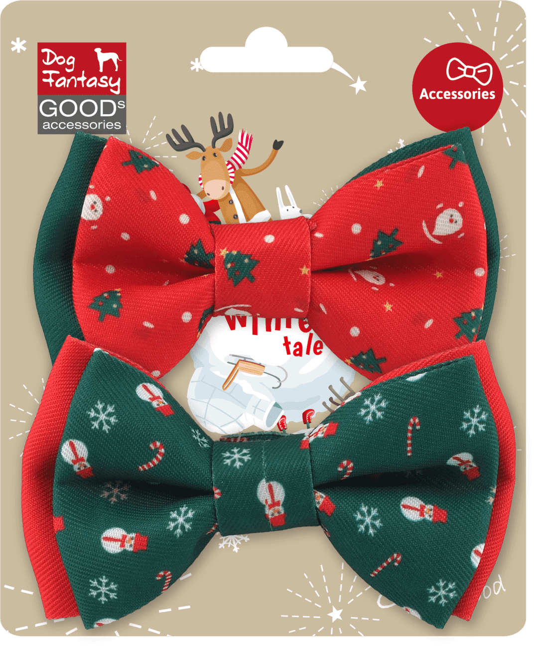 Motýlek Dog Fantasy Winter Tale vánoční 2ks