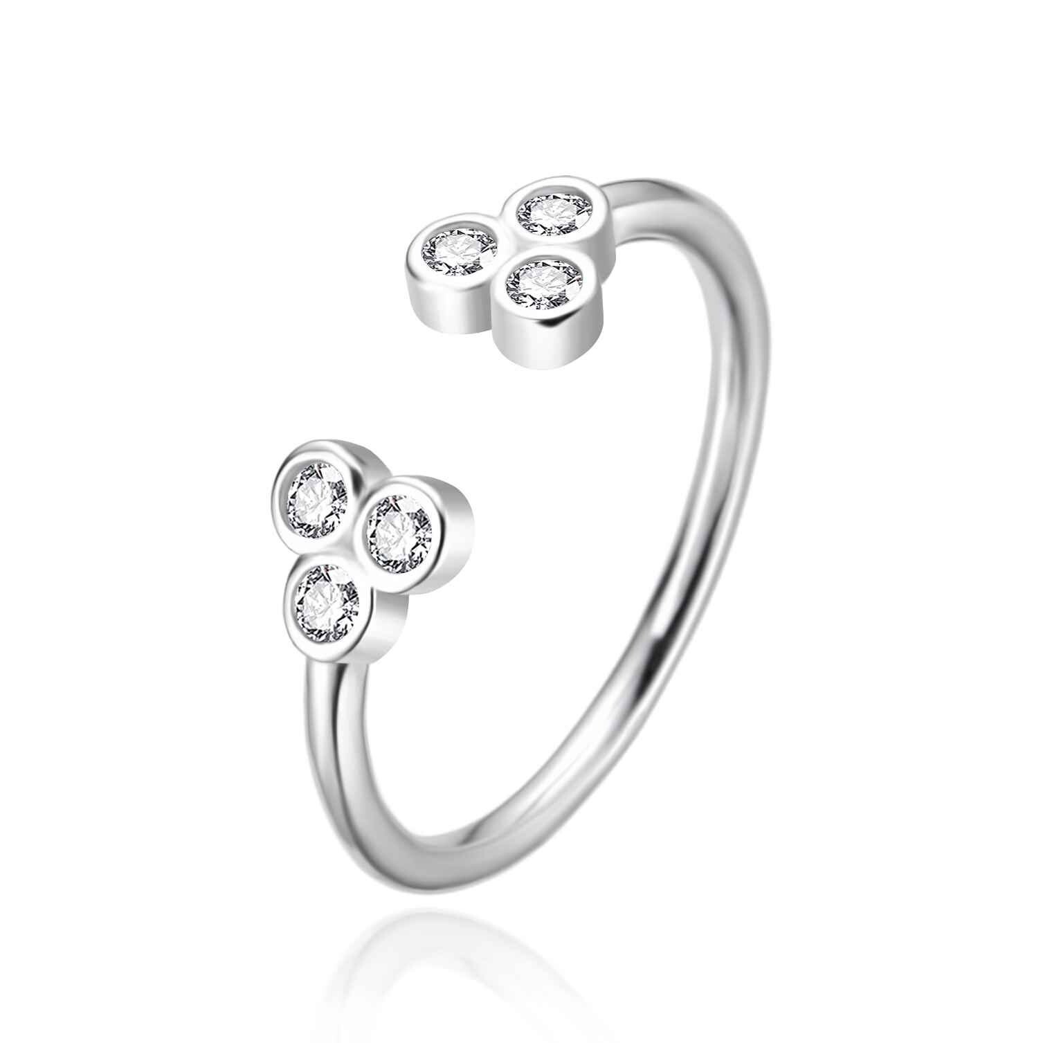 Stříbrný otevřený prsten se zirkony AGT-R68W Agato / Obvod: 62 mm - 62 mm