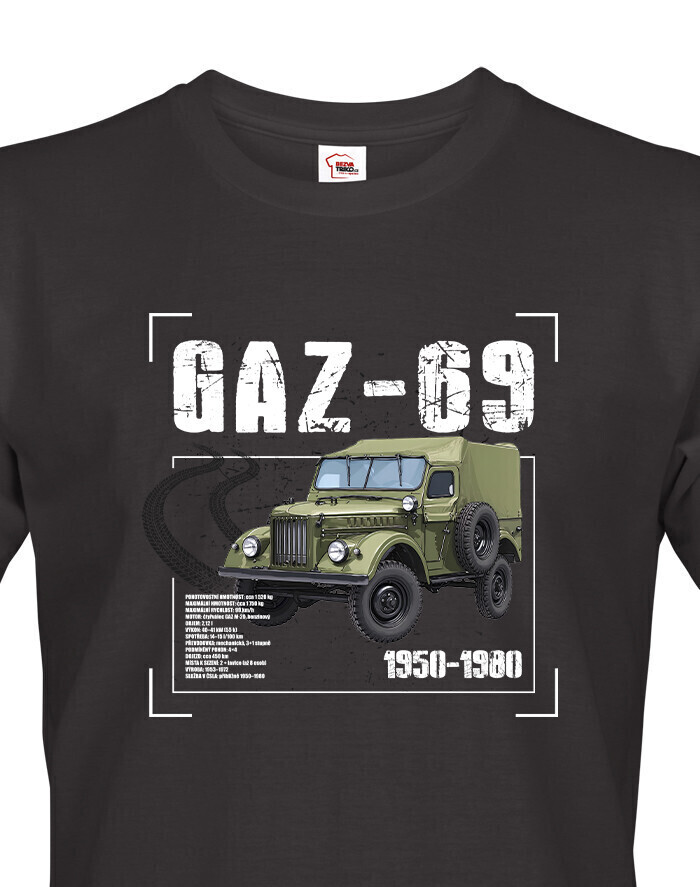 Pánské tričko s potiskem GAZ-69 - ideální dárek pro milovníky vojenské techniky
