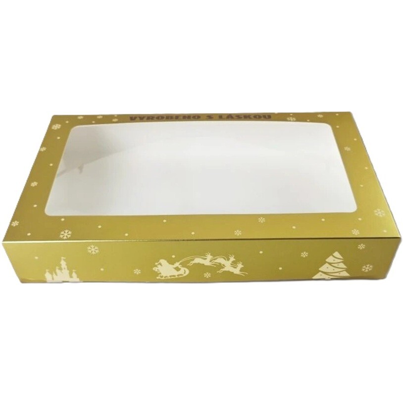 Hospodyňkám.cz Krabička na vánoční cukroví Zlatá Vyrobeno s láskou
