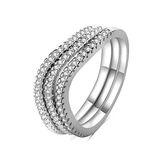 Trojitý stříbrný prsten se zirkony R00023 Moiss / Obvod: 58 mm - 58 mm