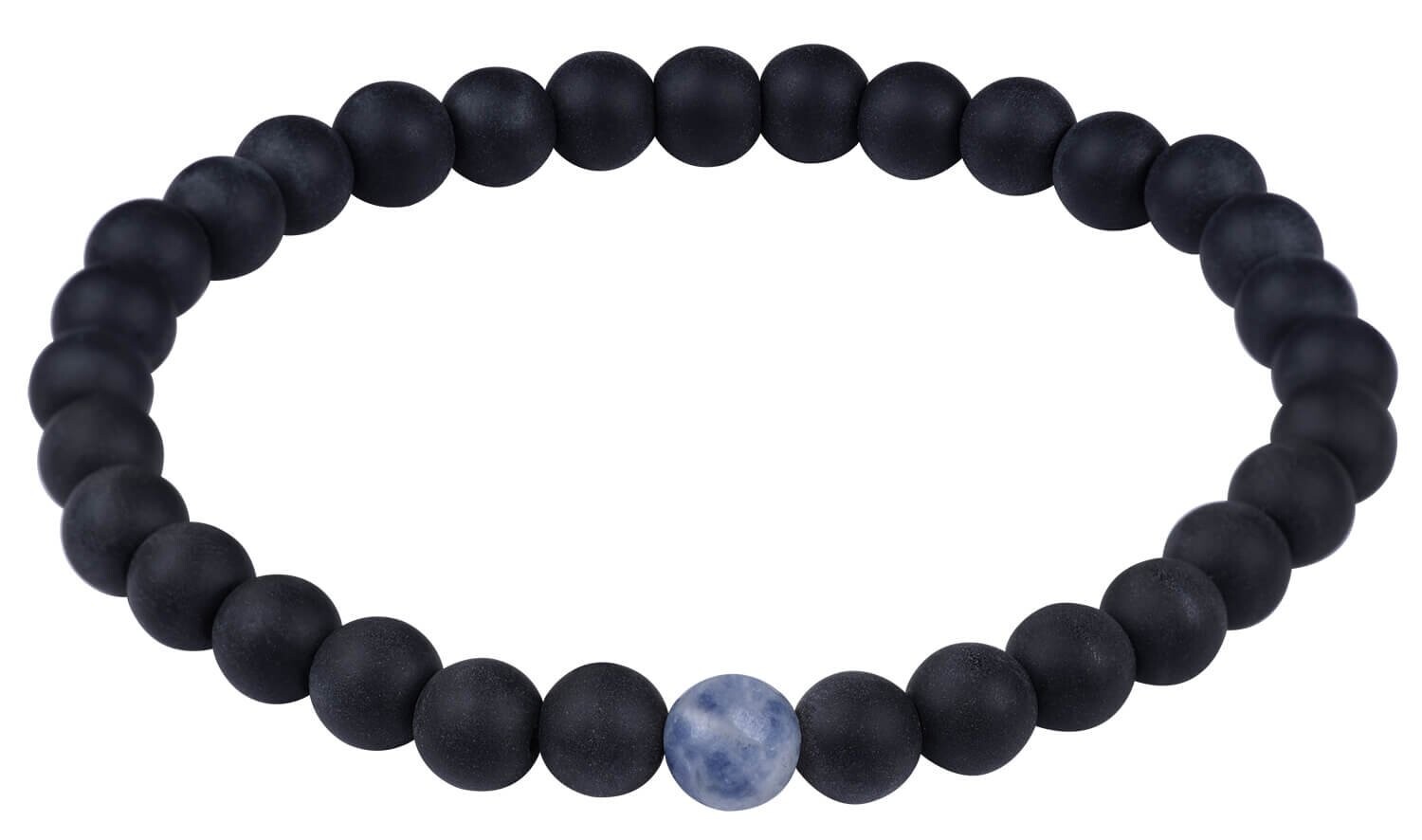 Korálkový náramek z onyxu a modrého jaspisu Troli / Délka: 20 cm