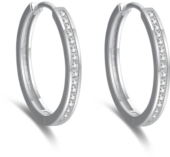 Elegantní kruhové náušnice ze stříbra AGUC2270 Beneto / Průměr: 2,5 cm