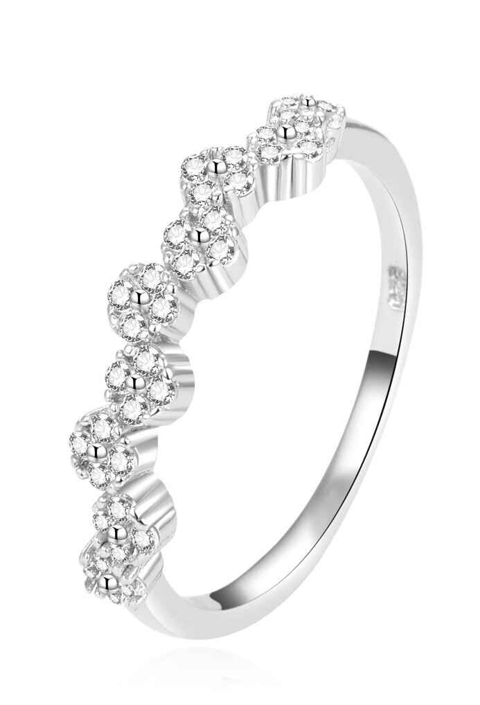 Půvabný stříbrný prsten s čirými zirkony AGG390 Beneto / Obvod: 60 mm - 60 mm