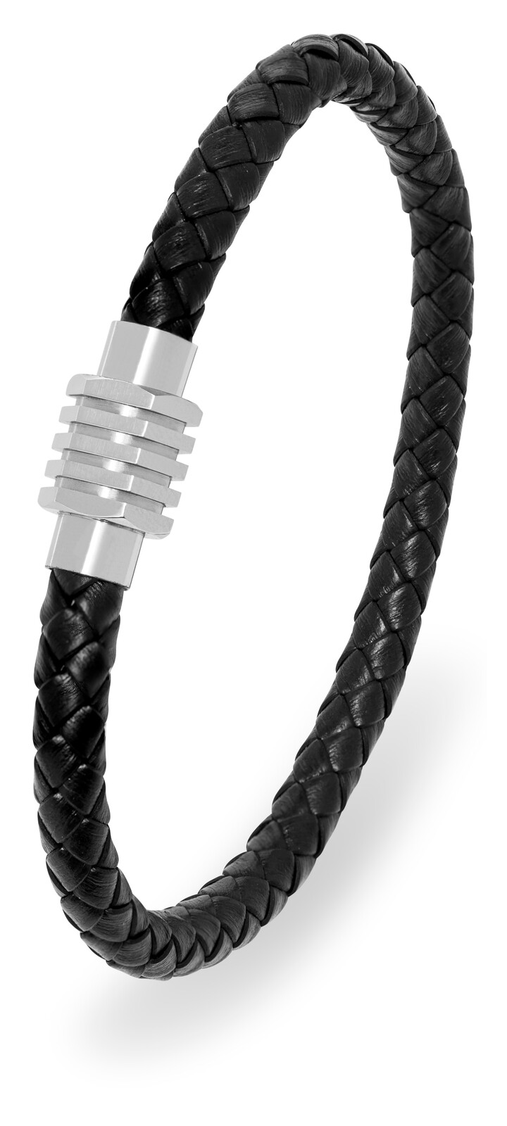 Černý kožený náramek pro muže Leather Troli / Délka: 23 cm