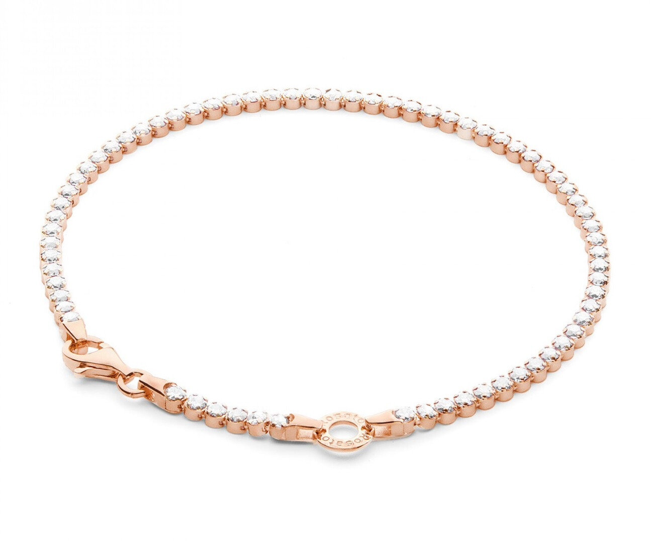 Půvabný bronzový náramek s kroužkem na přívěsky Storie RZB041 Rosato / Délka: 19 cm