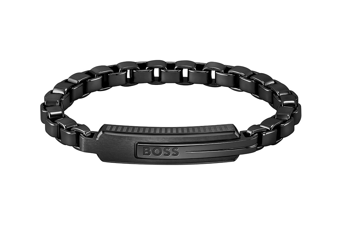 Slušivý černý náramek Orlado 1580358 Hugo Boss / Délka: 17,5 cm
