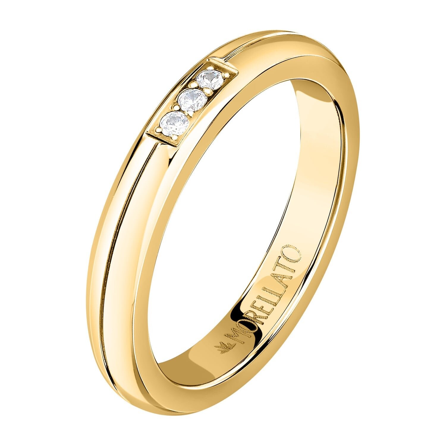 Slušivý pozlacený prsten s krystaly Love Rings SNA47 Morellato / Obvod: 54 mm - 54 mm