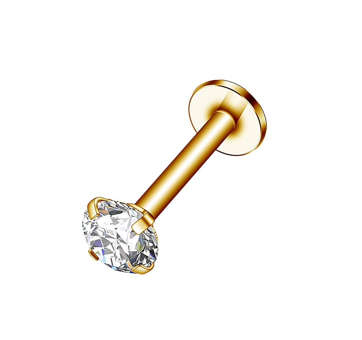 Pozlacená labreta s čirým krystalem Troli / Průměr: 0,4 cm