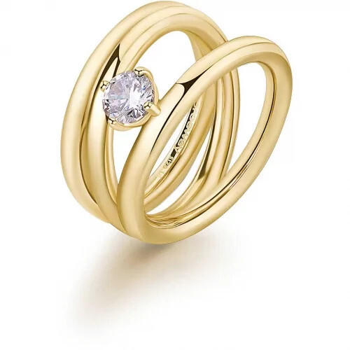 Masivní pozlacený prsten se zirkonem Ribbon BBN46 Brosway / Obvod: 56 mm - 56 mm