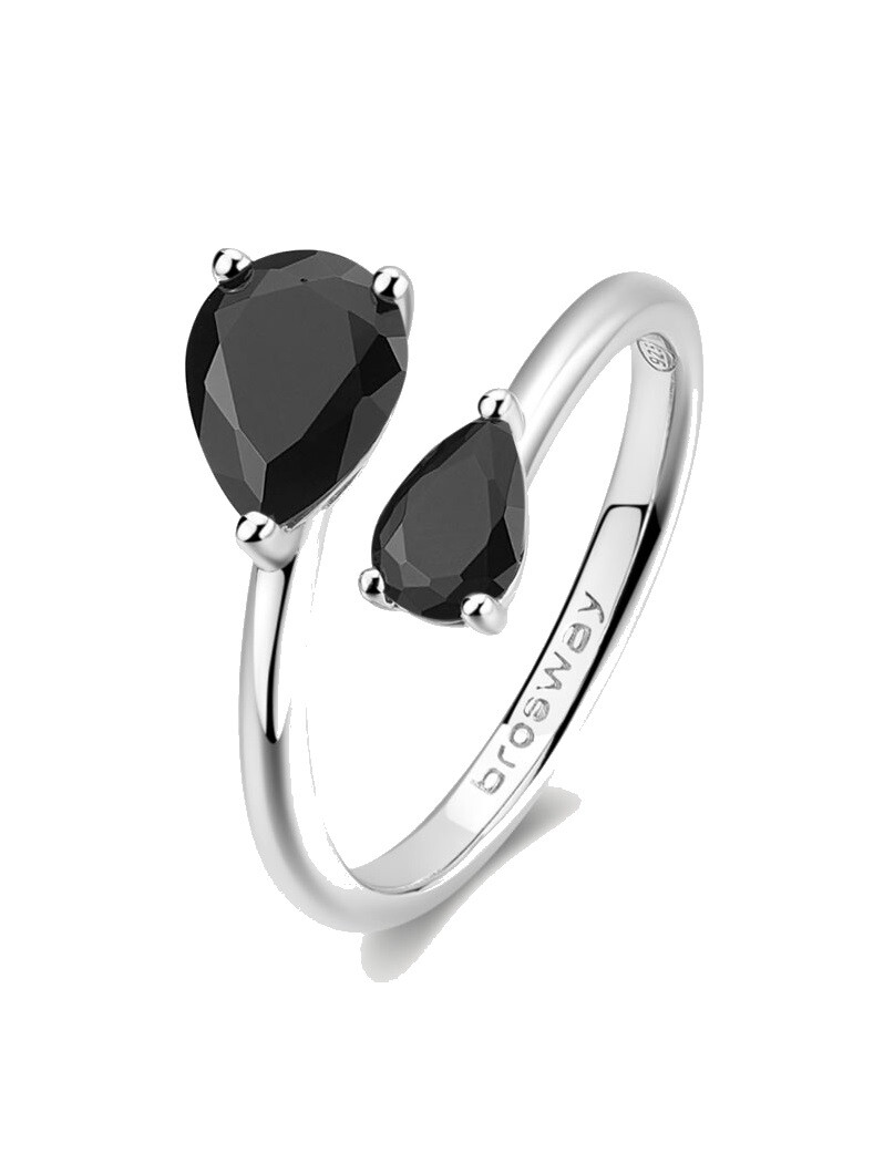 Stříbrný otevřený prsten Mystery Black Fancy FMB119 Brosway / Obvod: 52 mm - 52 mm