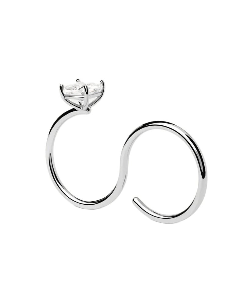 Módní dvojitý stříbrný prsten se zirkonem Sofia AN02-A27 Pdpaola / Obvod: 58 mm - 58 mm