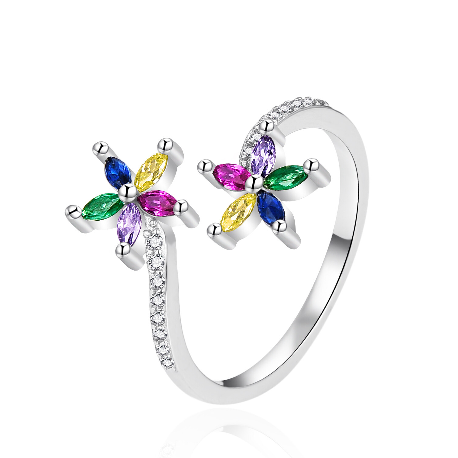 Otevřený stříbrný prsten Květiny AGT-R28C Agato / Obvod: 62 mm - 62 mm