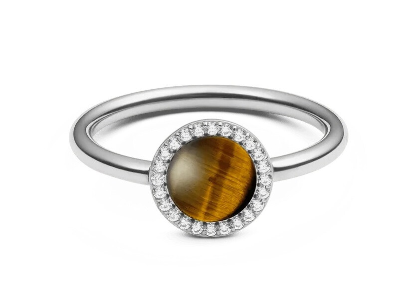 Jedinečný prsten s tygřím okem a krystaly Audrey DW00401209 Daniel Wellington / Obvod: 58 mm - 58 mm