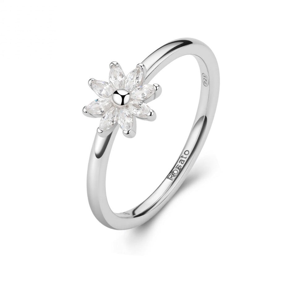 Půvabný stříbrný prsten s květinou Gaia RZGA80 Rosato / Obvod: 60 mm - 60 mm