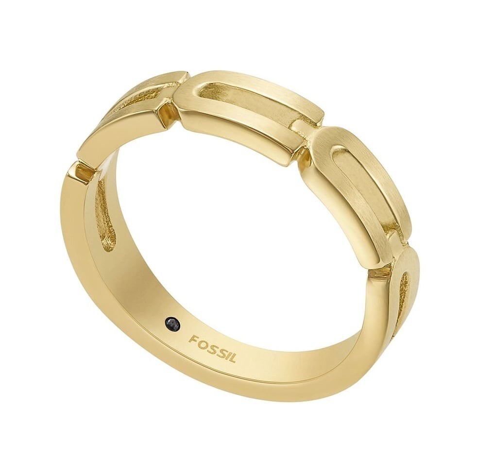 Stylový pozlacený prsten Heritage JF04694710 Fossil / Obvod: 49 mm - 49 mm