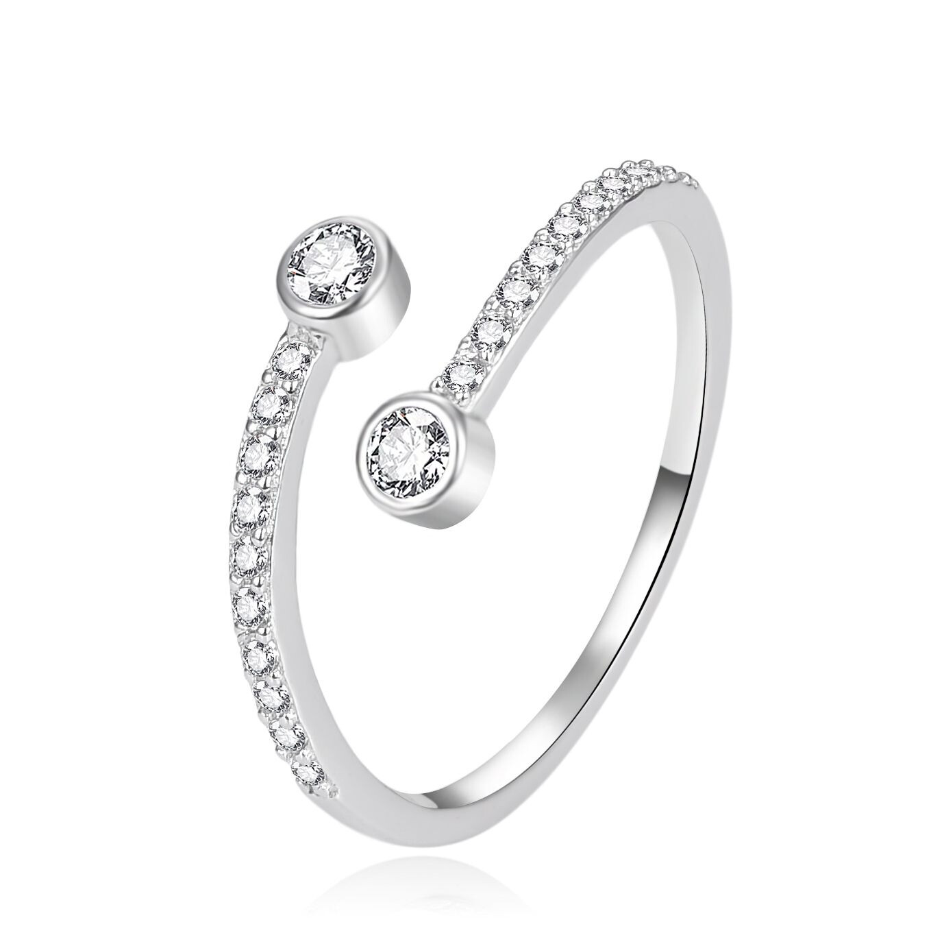 Něžný otevřený stříbrný prsten se zirkony AGT-R62W Agato / Obvod: 57 mm - 57 mm