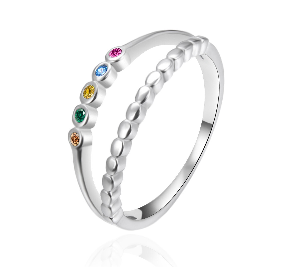 Dvojitý stříbrný prsten s barevnými zirkony AGT-R48C Agato / Obvod: 62 mm - 62 mm