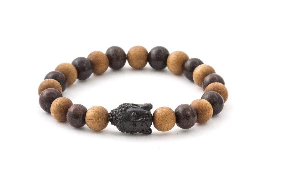 Korálkový náramek z palisandrového a santalového dřeva MINK113 Agato / Délka: 19 cm