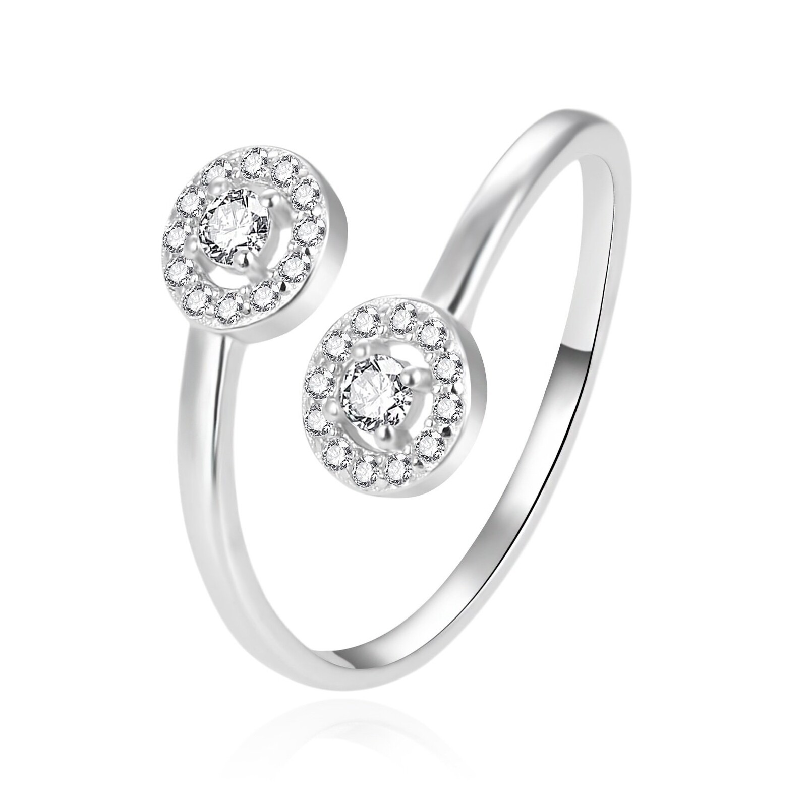 Elegantní otevřený stříbrný prsten se zirkony AGT-R55W Agato / Obvod: 57 mm - 57 mm