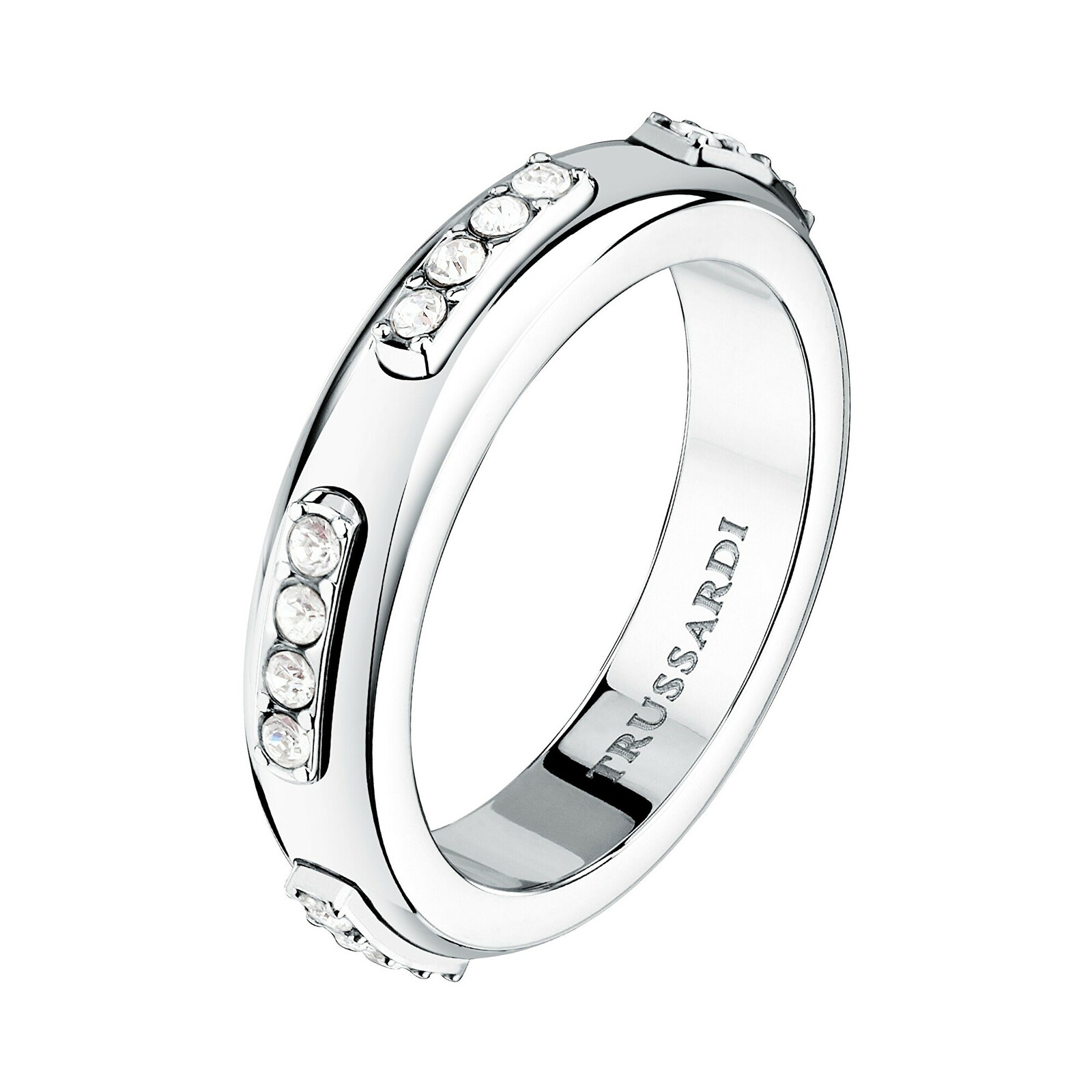 Blyštivý ocelový prsten s krystaly Concept TJAYY13012 Trussardi / Obvod: 54 mm - 54 mm