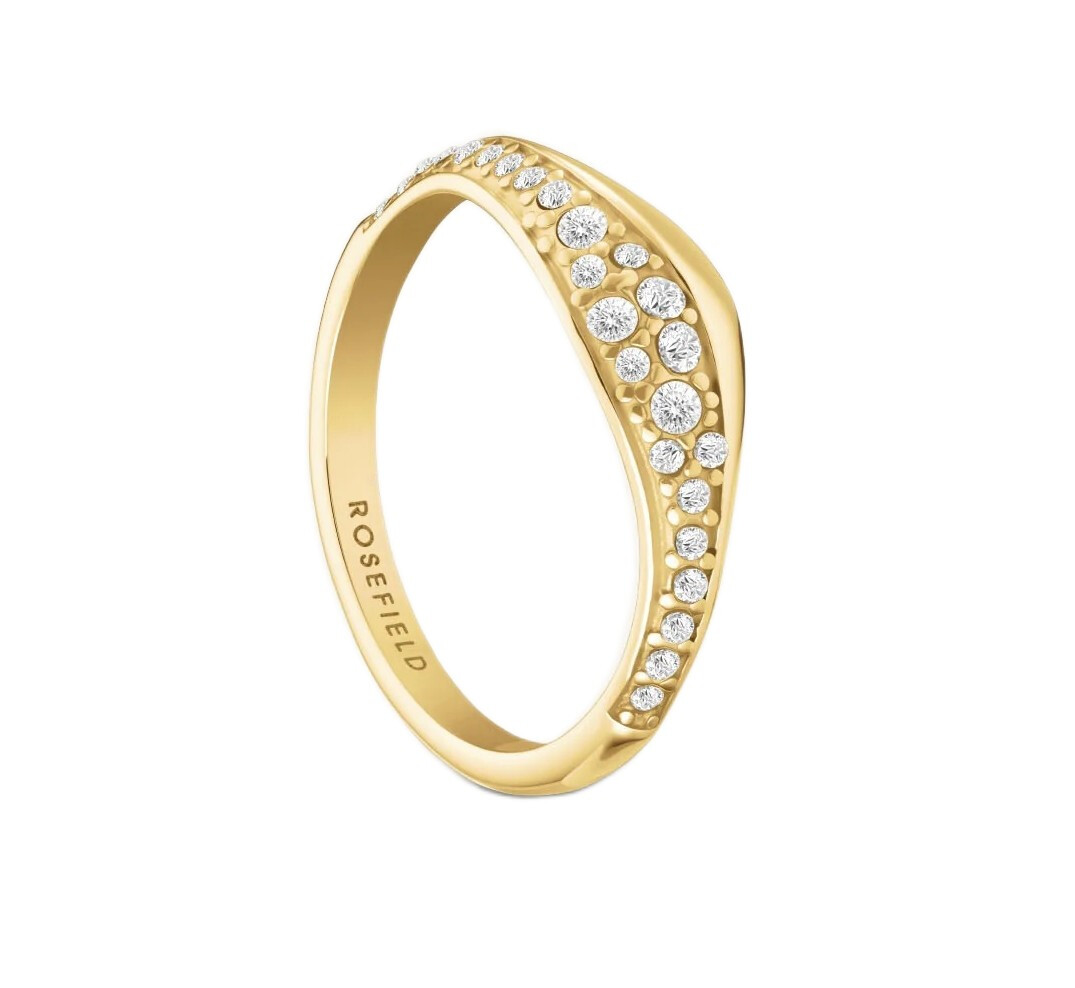 Třpytivý pozlacený prsten s krystaly Pavé JRPW Rosefield / Obvod: 56 mm - 56 mm