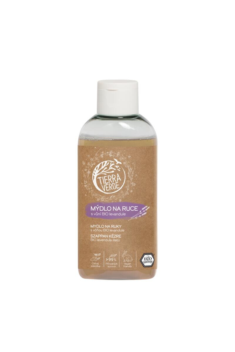 Tierra Verde Tekuté mýdlo na ruce - BIO Levandule 100 ml - s českým bio jitrocelem