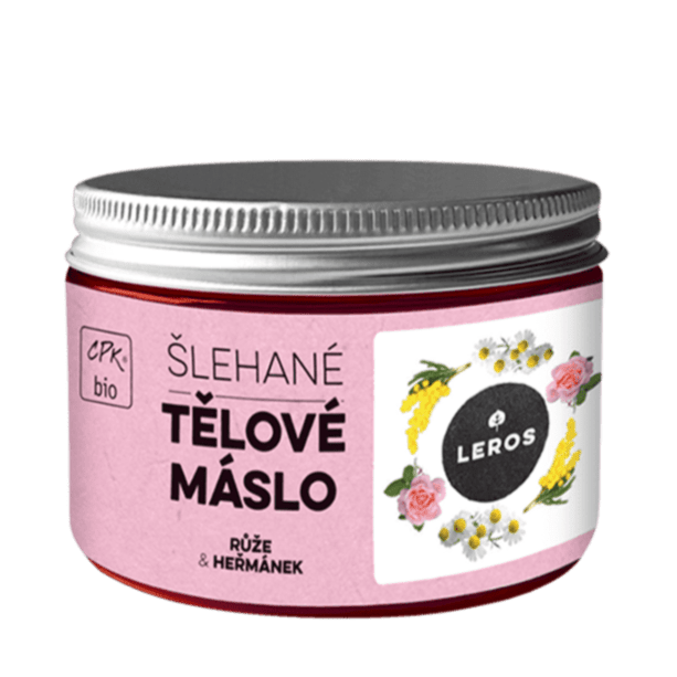 LEROS Šlehané tělové máslo BIO (150 ml) - Růže & heřmánek - nezanechává mastný film