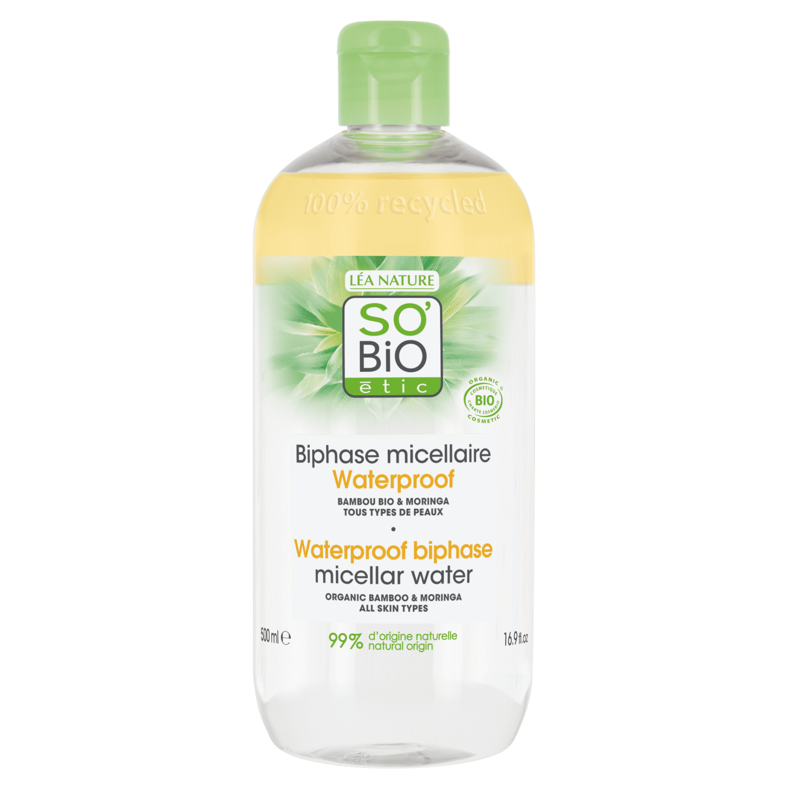 SO’BiO étic Voda micelární dvoufázová - Pur BAMBOO BIO (500 ml) - s organickým bambusem a moringou