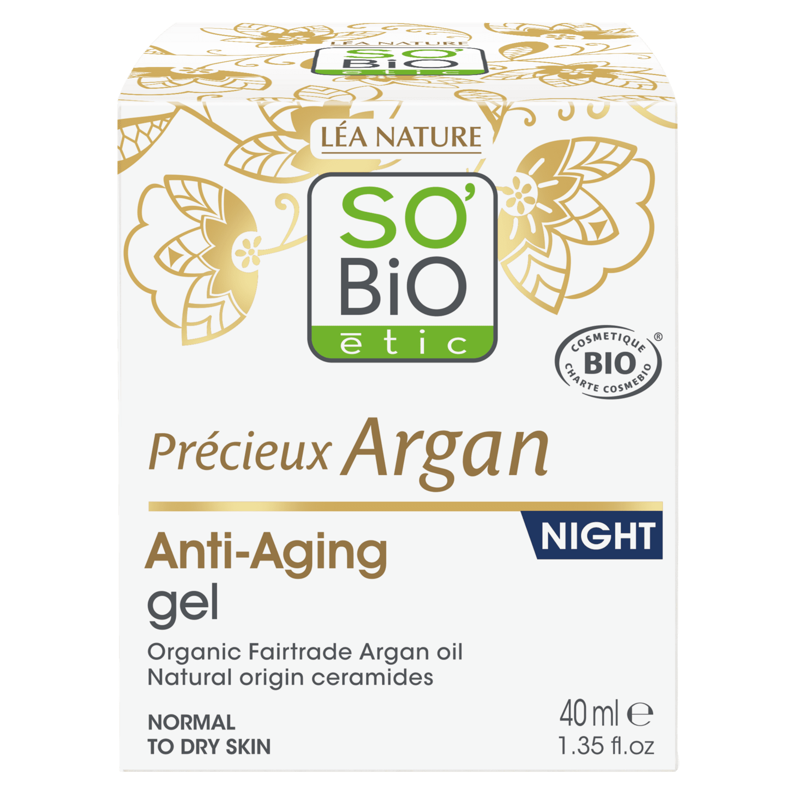 SO’BiO étic Anti-age Precieux Argan Gel noční BIO (50 ml) - regeneruje a vyhlazuje pleť