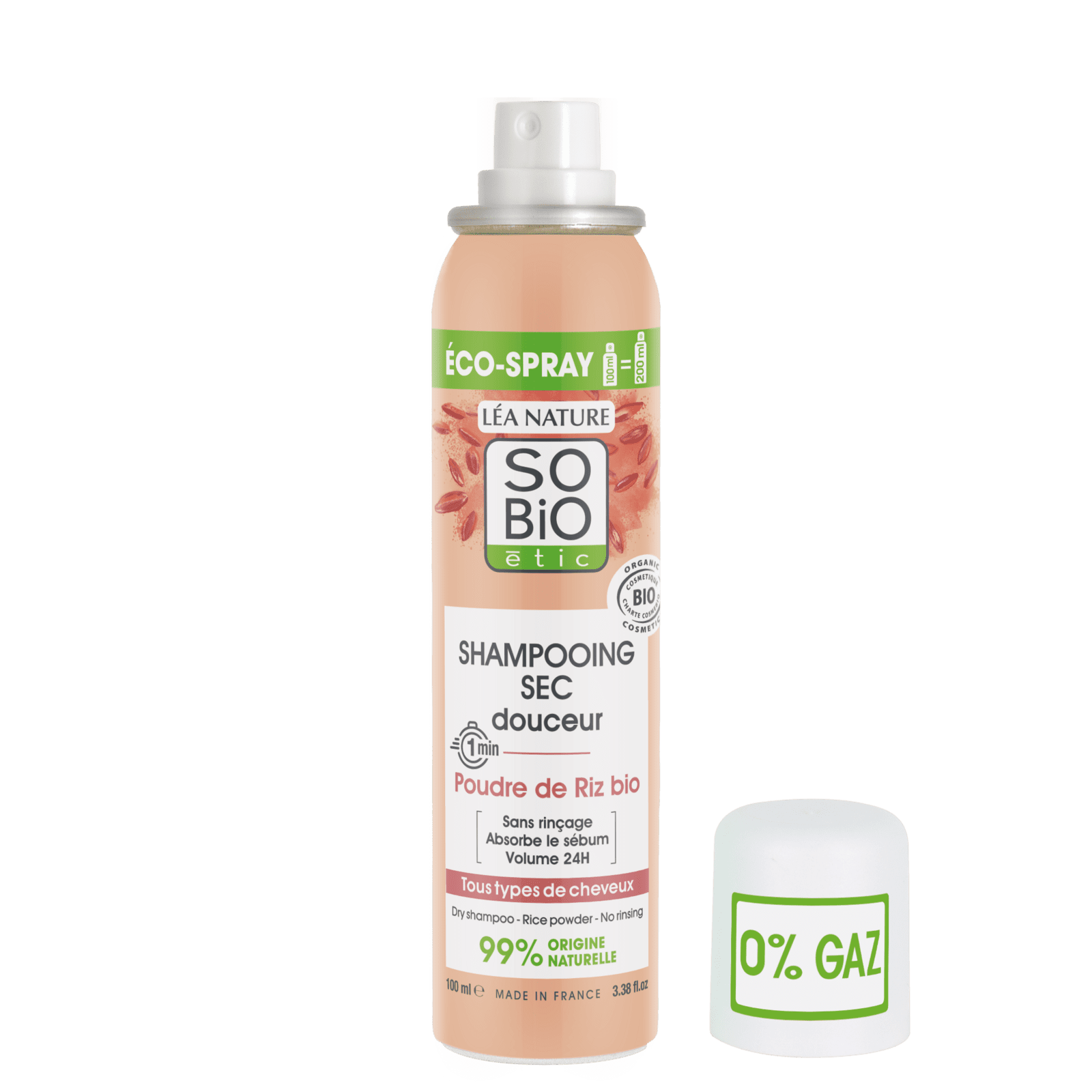 SO’BiO étic Jemný suchý šampon ve spreji pro citlivou pokožku hlavy BIO (100 ml) - objem a čisté vlasy bez mytí