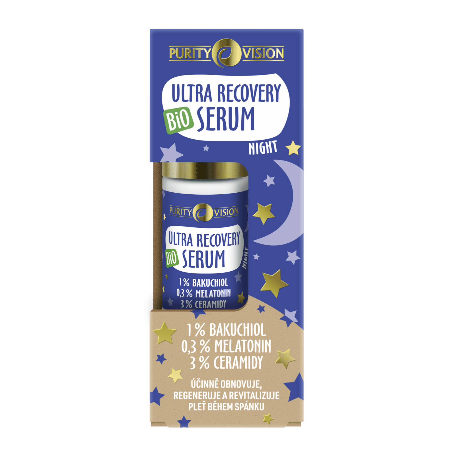 Purity Vision Noční pleťové sérum Ultra Recovery Night (30 ml) - s bakuchiolem, melatoninem a ceramidy