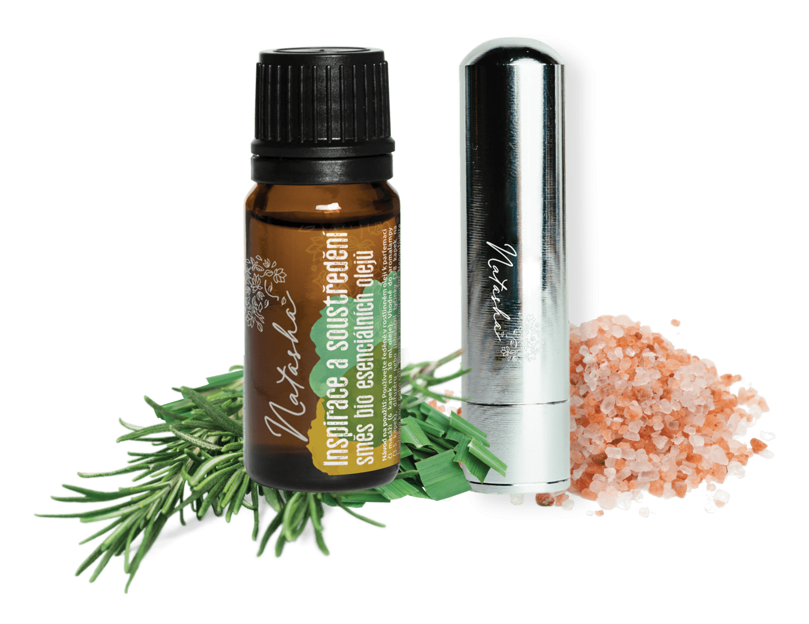 Natasha Aroma sada s inhalátorem - Inspirace a soustředění - povzbuzující rozmarýn a citron