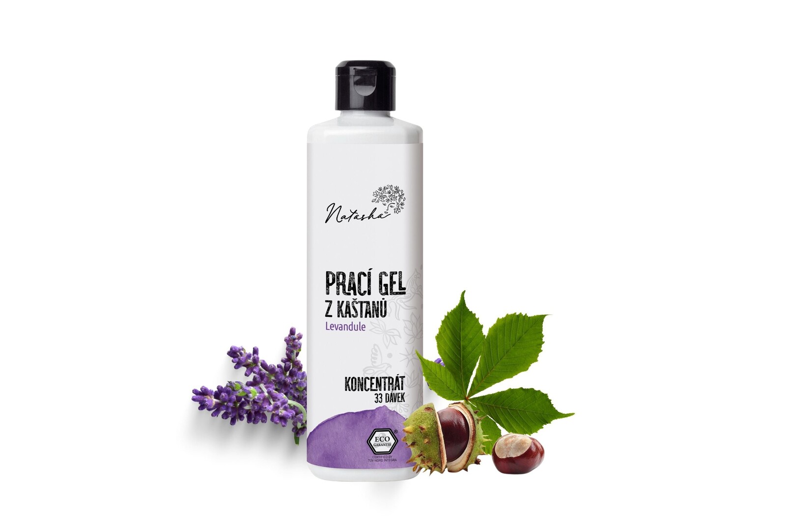 Natasha Prací gel z kaštanů Levandule - koncentrát 500 ml - 33 pracích dávek v 500 ml