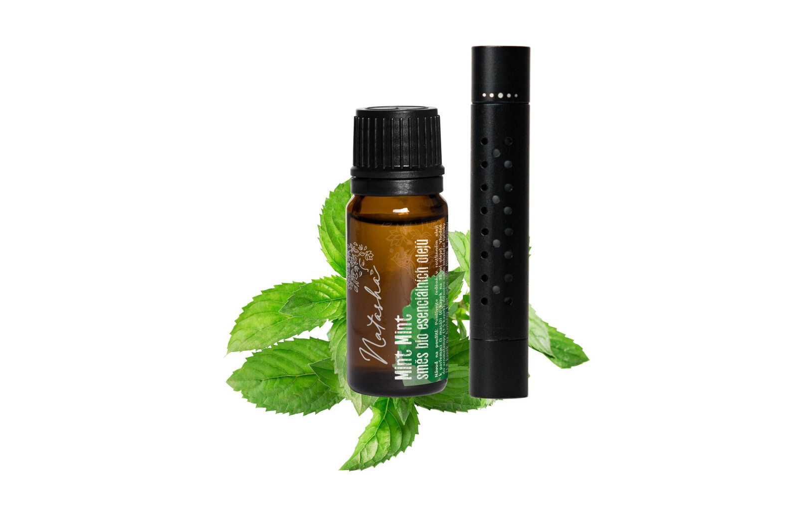 Natasha Sada Difuzér do auta + olej Mint Mint - včetně 3 bavlněných polštářků