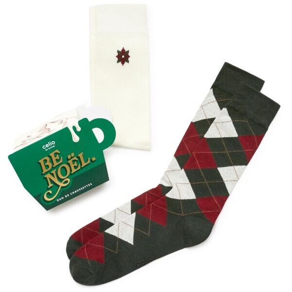 CELIO XMISOXMAS Pánské ponožky v dárkovém balení, tmavě zelená, velikost UNI