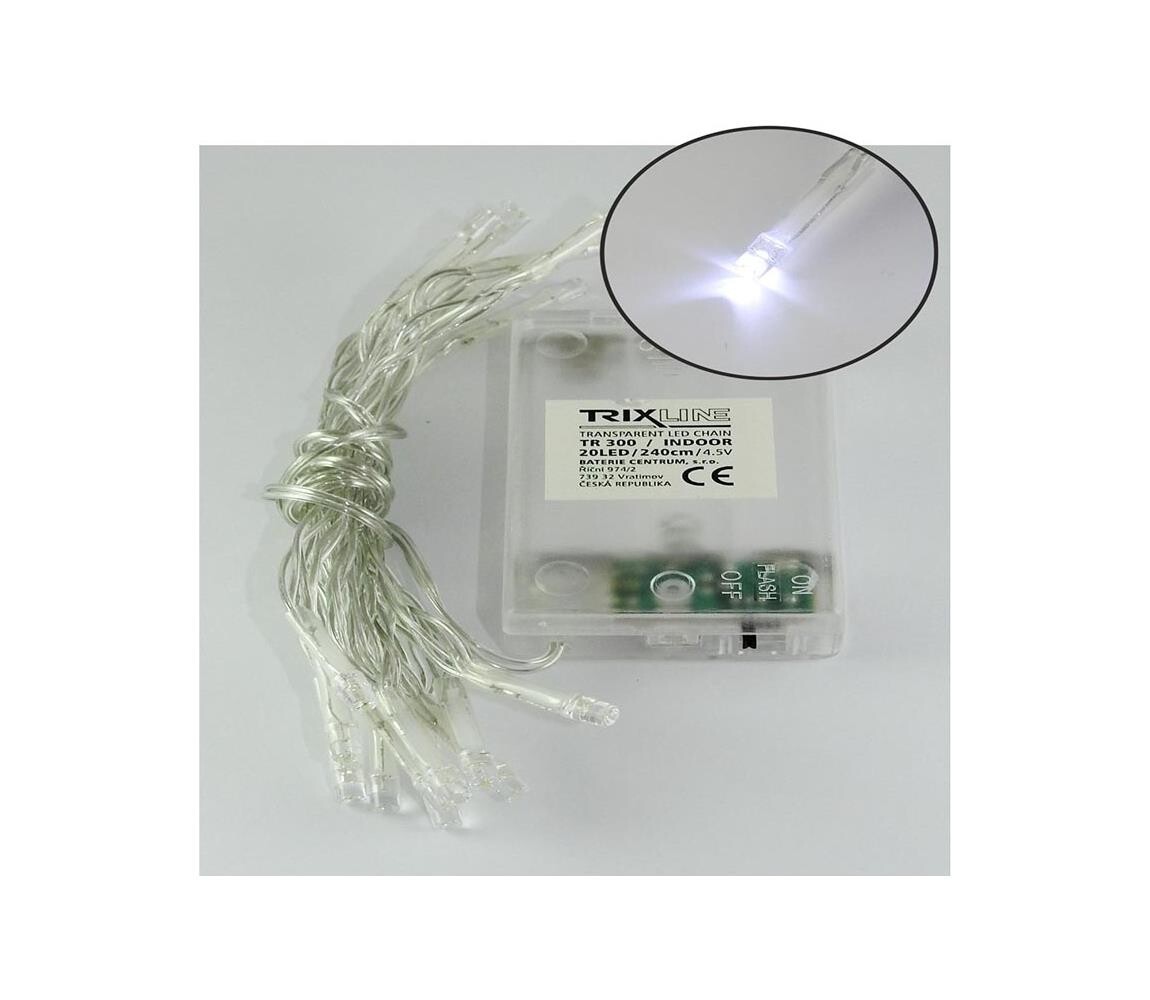 LED Vánoční řetěz 20xLED/2 funkce 2,4m studená bílá P492