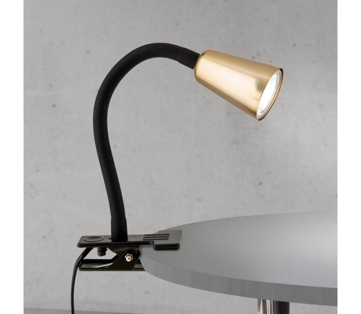 Orion - Flexibilní stolní lampa s klipem DOTTY 1xGU10/10W/230V mosaz/černá LA 4-1232/1 schwarz/MS