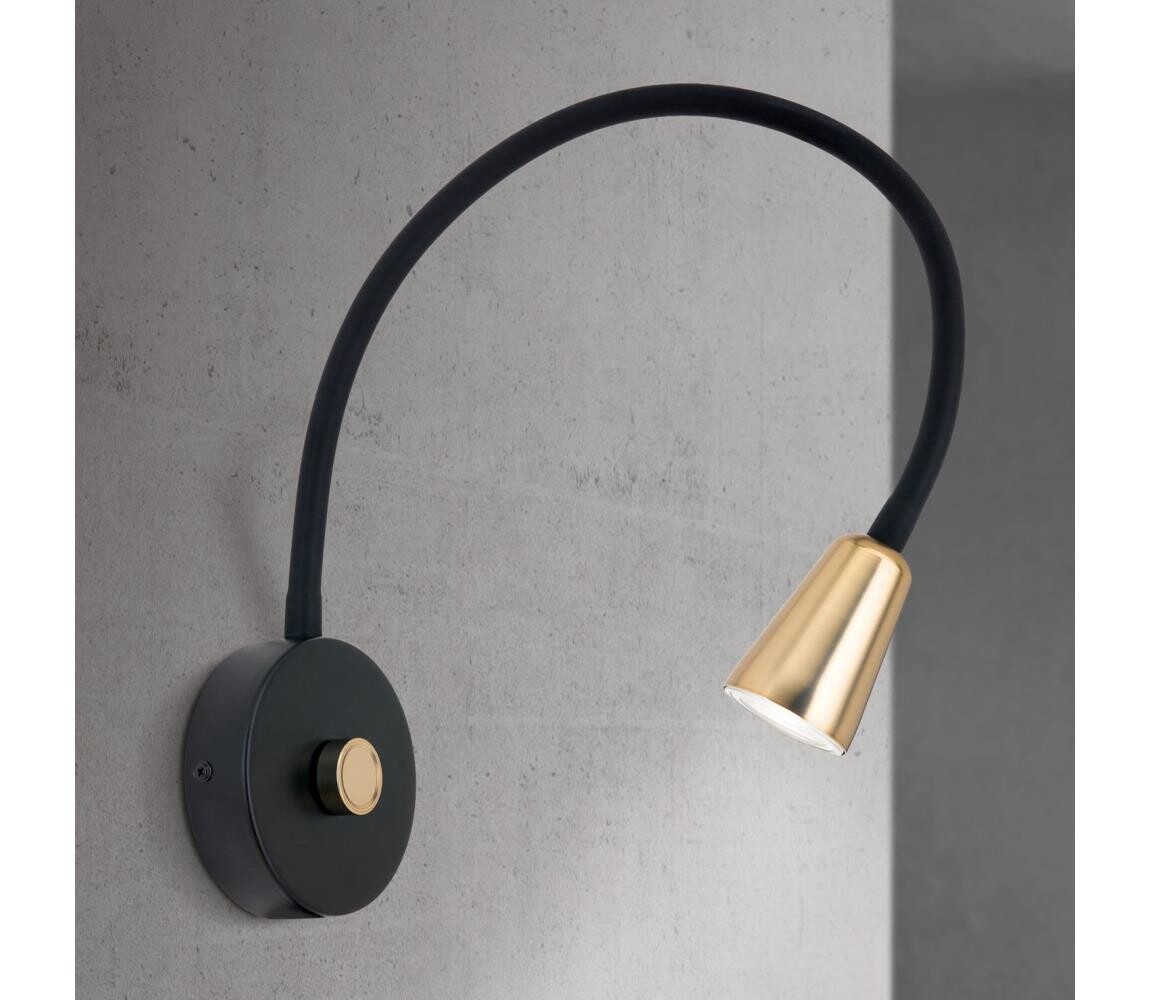 Orion - Stm. flexibilní nástěnná lampička DOTTY 1xGU10/10W/230V černá/mosaz WA 2-1376/1 schwarz/MS