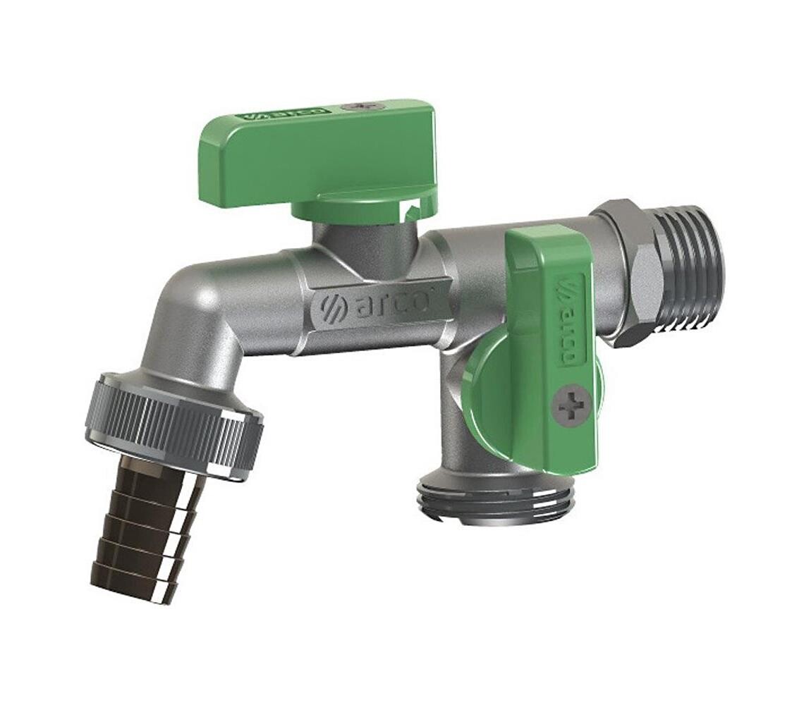 Arco - Zahradní l se dvěma vývody 3/4'' lesklý chrom/zelená 00472