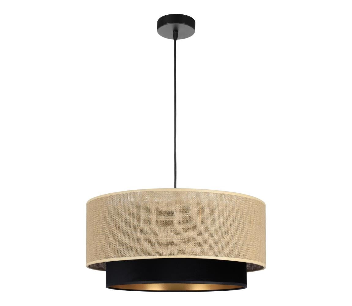 Lustr na lanku SARTA 1xE27/60W/230V černá/juta H0196