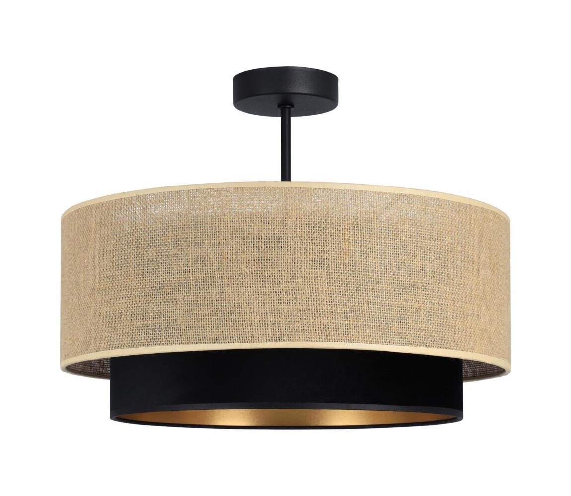 Přisazený lustr SARTA 1xE27/60W/230V černá/juta H0198