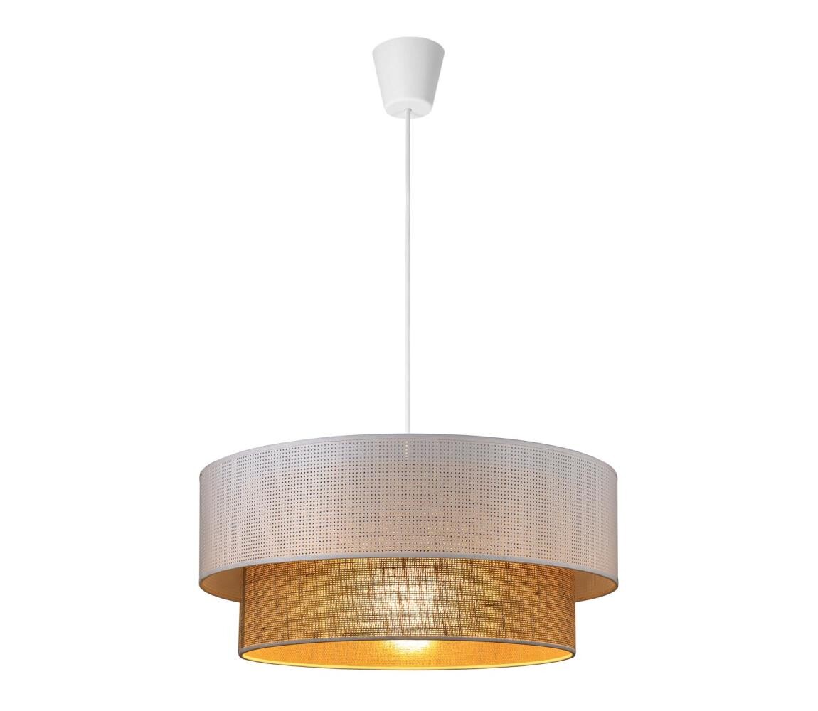 Lustr na lanku BORHO 1xE27/60W/230V bílá/juta 0376