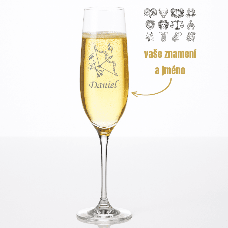 Dekorant Sklenice na šampaňské se znamením zvěrokruhu Uria 270 ml 1KS